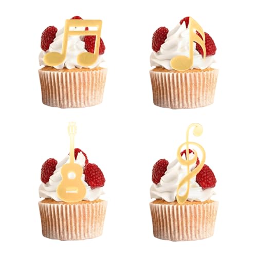 URROMA Cupcake-Aufsätze, 20 Stück, Musiknoten-Thema, Kuchenspieße, Musikliebhaber, Geburtstagsparty, Cupcake-Picks, Cupcake-Scheiben, Eiscreme-Aufsätze, Zubehör von URROMA