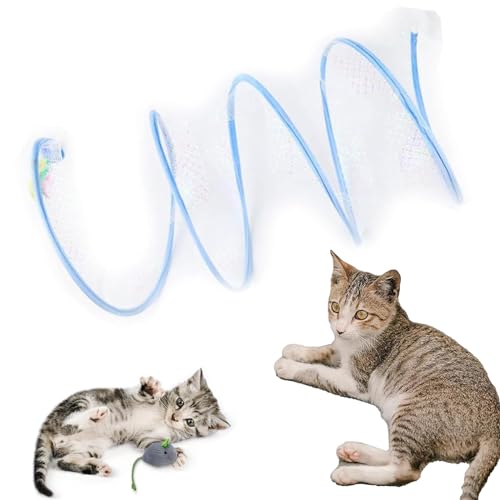 URWEIGH Brylec-Spiral-Katzenspielzeug,Brylec-Katzenspielzeug,Zusammenklappbare Katzenröhren Und Tunnel,S-Typ-Katzentunnelspielzeug,Katzen-Donut-Tunnel,Katzen-Spiralfeder-Spielzeugtunnel (Blau) von URWEIGH