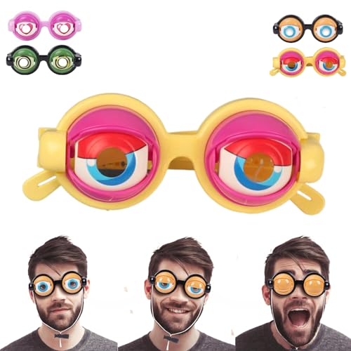 URWEIGH Crazy Eyes-Brille, Crazy Big Eyeball-Brille Für Kinder, Neuartige Schüttelnde Riesenbrille, Lustige Brille Für Erwachsene, Lustiges Brillen-Streichspielzeug (Gelb) von URWEIGH