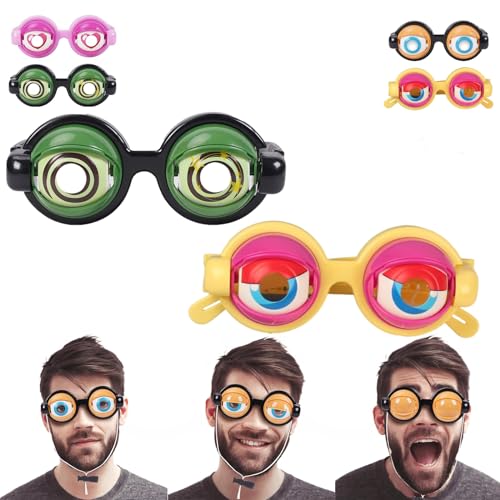 URWEIGH Crazy Eyes-Brille, Crazy Big Eyeball-Brille Für Kinder, Neuartige Schüttelnde Riesenbrille, Lustige Brille Für Erwachsene, Lustiges Brillen-Streichspielzeug (Grün+Gelb) von URWEIGH