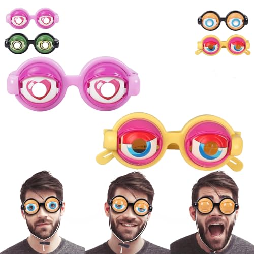 URWEIGH Crazy Eyes-Brille, Crazy Big Eyeball-Brille Für Kinder, Neuartige Schüttelnde Riesenbrille, Lustige Brille Für Erwachsene, Lustiges Brillen-Streichspielzeug (Rosa+Gelb) von URWEIGH