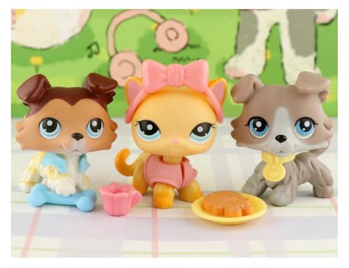 3 Stück Mini-Shop-Pet-LPS-Figuren, Kurzhaar-Katze, gelbe Katze und Collie, Actionfiguren, Spielzeug, selten von URYZLTXMV