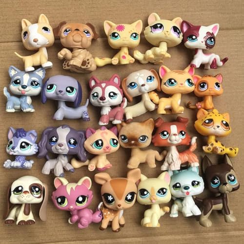 LPS Pets zufällig, 3 Stück Pets und 10 Zubehörteile, Little Animal Toy Cute Collie Shorts Hair Cat Great Dane Cocker Spaniel Dog and More, Kids Girls Collectible Imagination lps Toys von URYZLTXMV