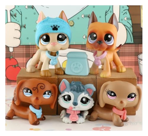 Mini Pet Dog Set 5 Stück Dachshund und Great Dane Baby Husky Puppy Dog Collectible Imagination Girls Collection Lps Spielzeug mit Zubehör von URYZLTXMV