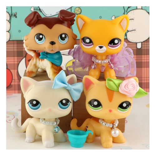 Mini Pet Shop Lps Pet Set 4 Stück Shorts Hair Cat and Collie Paw Down Collectible Imagination Girls Collection Lps Spielzeug mit Zubehör von URYZLTXMV