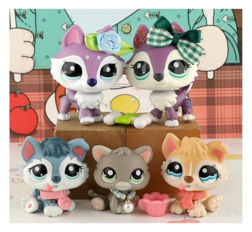 Mini Pet Shop Lps Pet Set 5 Stück Husky und Baby Husky Baby Cat Collectible Imagination Girls Collection Lps Spielzeug mit Zubehör von URYZLTXMV