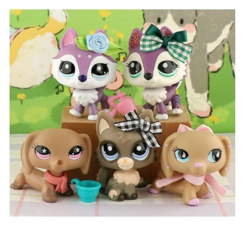 Mini Pet Shop Lps Toys Set, 5-teilig, Husky und Wolfcat und Dachshund Hund mit Zubehör von URYZLTXMV