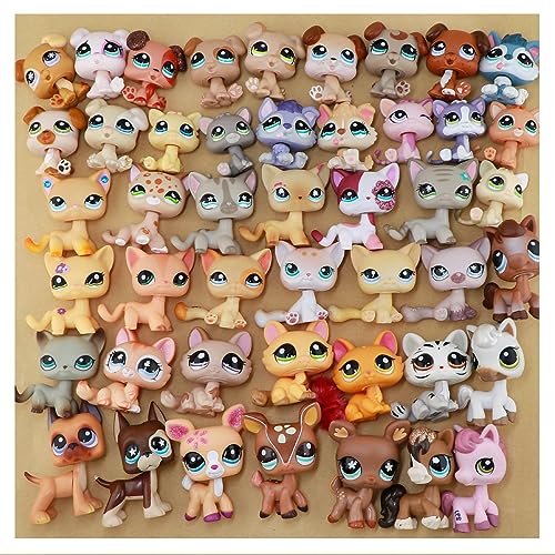 Rare lps Pet Shop Random 3 Stück Spielzeug und 7 Stück Zubehör, Mini Kurzhaarkatze Collie Dachshund Dog Dachshund Great Dane Cocker Spaniel Puppy Dog Collectible Imagination Figur Spielzeug für Kinder von URYZLTXMV