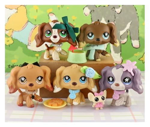 Seltene lps Pet Shop lps Cocker Spaniel Dog Set 5 Stück Hunde- und LPS Zubehör, Sammlerstück, Mini-Spielzeug für Kinder, Geschenk von URYZLTXMV