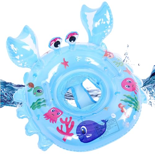 URacon Baby Schwimmen Ring für Kinder,Krabben Schwimmring,Babyschwimmen Ring Verstellbare Aufblasbare mit Schwimmsitz PVC,Schwimmhilfe Spielzeug,Geeignet für 1-3 Jahre alte Babys-Blau von URacon