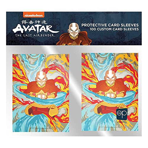 Avatar The Last Airbender Premium Card Sleeves | 100 Card Protector Sleeves | 64mm x 89mm Oversized Sleeves Fit Standard Size Playing Cards & Collector Cards | Cardsleeve Back Artwork Featuring Aang von USAopoly