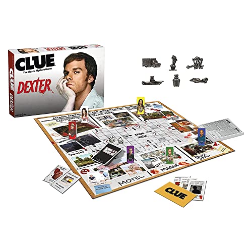 CLUE Dexter | Collectible Clue Game basierend auf Showtime Show Dexter | Lösen Sie das Geheimnis von WHICH Murderer ist auf der Lose. Offizielles Spiel mit vertrauten Orten und ikonischen Charakteren von USAopoly