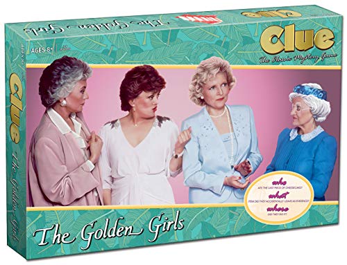 Clue The Golden Girls Brettspiel, Golden Girls TV-Show-Themen-Spiel, Löse das Geheimnis, wer das letzte Stück von Cheesecake gegessen hat, Offiziell Lizenziertes Golden Girls-Merchandise-Produkt, von USAopoly