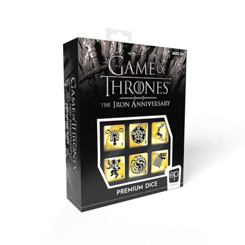 Game of Thrones Premium Dice Set | Collectible d6 Dice Featuring House Crests - Targaryen; Stark; Lannister; and More | Custom Dice with Collectible Drawstring Pouch | Officially Licensed 6-Sided Dice von USAopoly