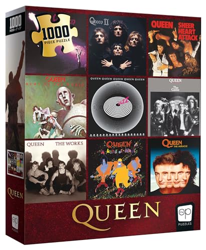 Queen Forever-Puzzle mit 1000 Teilen, Sammelpuzzle mit Queen-Diskographie und Albumcovern, offizielles Lizenzprodukt der Queen von USAopoly