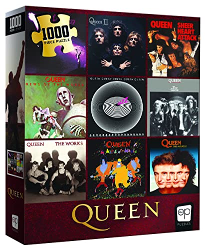 Queen Forever-Puzzle mit 1000 Teilen, Sammelpuzzle mit Queen-Diskographie und Albumcovern, offizielles Lizenzprodukt der Queen von USAopoly