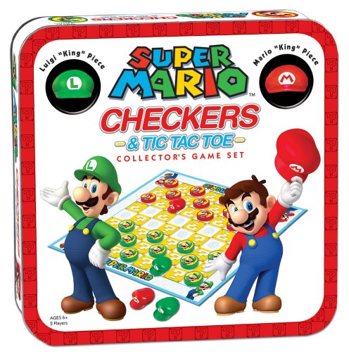 The OP USAopoly - Super Mario Checkers & Tic-Tac-Toe - Sammlerausgabe - Dame & DREI gewinnt Brettspiel mit Super Mario Bros. Mario & Luigi - Ab 6 Jahren - Für 2 Spieler - Englisch von USAopoly