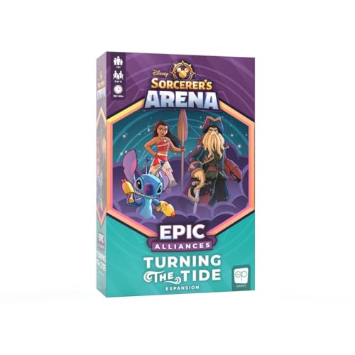 USAopoly The OP Disney Sorcerer’s Arena: Epic Alliances Turning The Tide Expansion - Featuring Davy Jones, Moana, and Stitch - Ages 13+ - for 2-4 Players - English von USAopoly