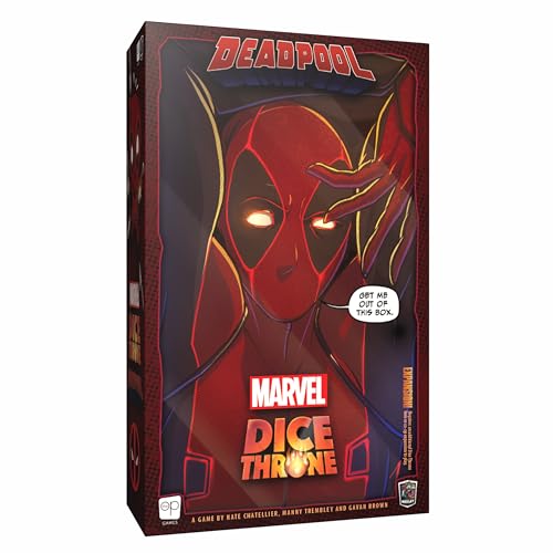 USAopoly Marvel Dice Throne: Deadpool Deluxe Edition, Würfelrollendes Kampfspiel, Spiel als Deadpool mit einzigartigen Fähigkeiten, Stand-Alone-Erweiterung & kompatibel mit Allen Dice Throne Heroes, von USAopoly