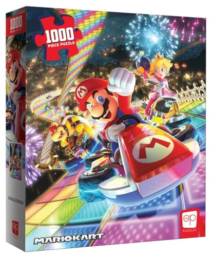 USAopoly TOP-PZ012 Kart Rainbow Road 1000-Piece Super Mario Bros Puzzle, Multicolor von USAopoly