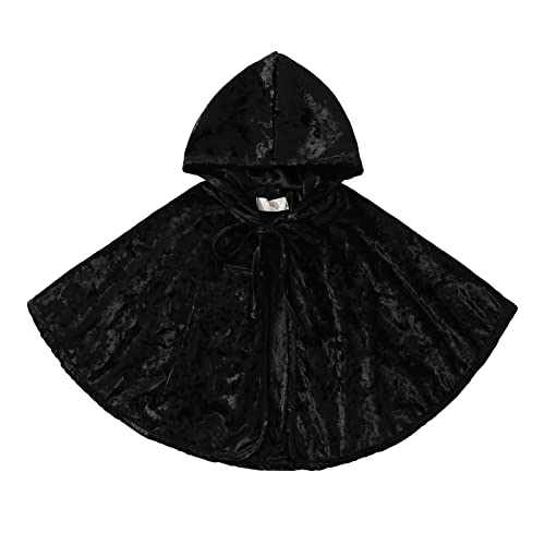 USKIDKK Kleinkind Baby Mädchen Jungen Halloween Geist Cape Kapuzenponcho Kleine Kinder Hocus Pocus Hexenkostüm (4-5T, Schwarz) von USKIDKK