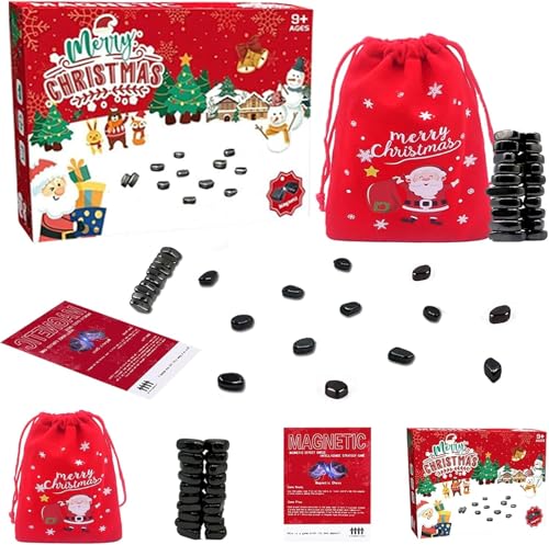 USMEI 2024 New Magnetisches Schachspiel Set, Tragbares Magnetisches Schachbrett, Puzzle Checkers Spiel mit 20 Magnetischen Steinen, Magnet Schach Spiel für Weihnachtsfeier von USMEI