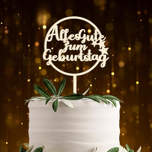 Cake Topper Alles Gute zum Geburtstag aus Holz Kuchendeko Geburtstag,Kuchen Deko Torten Topper Geburtstag für Mädchen Jungen Frauen Mann von UTEFIF