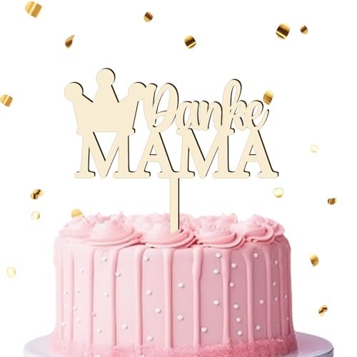 Cake Topper "Danke Mama" aus Holz, Muttertag Kuchen Topper, Cake Topper Mama Individuelles Geschenk, für Mama Geschenkideen von UTEFIF