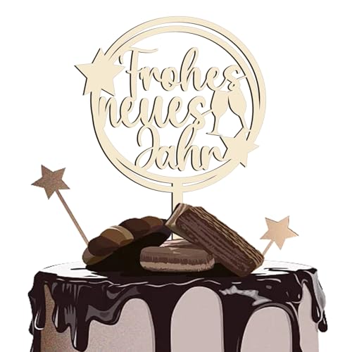 Cake Topper FROHES NEUES JAHR - Kuchendekoration zu Neujahr und Silvesterdeko von UTEFIF