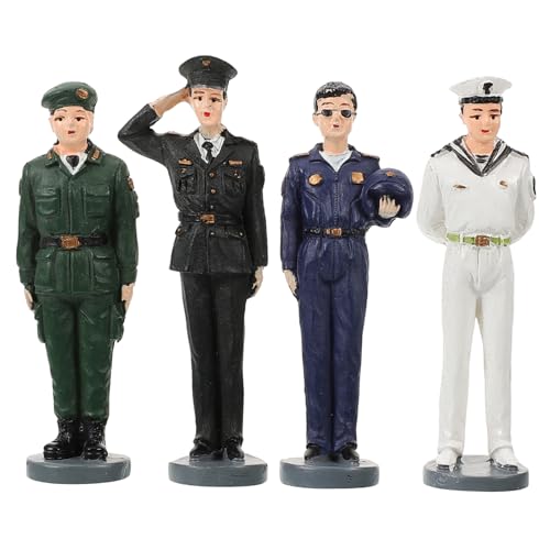 UTHCLO 4Er Set Sandtischfiguren Geländemodellbausatz Armee Menschen Miniatur Szene für spielzeugsoldaten scheibengardinen Zugfiguren Leute Soldat-Schreibtisch- Harz von UTHCLO