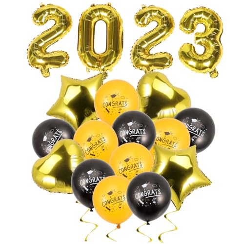 UTHCLO Schwarze und Goldene Abschlussballons Teiliges Partydekor mit Stern und Herzfolienballons Festliche Graduation Deko für Klassenraum und Fotohintergrund UTHCLO Schwarze und Goldene Abschlussballons Teiliges Partydekor mit Stern und Herzfolienballons Festliche Graduation Deko für Klassenraum und Fotohintergrund von UTHCLO