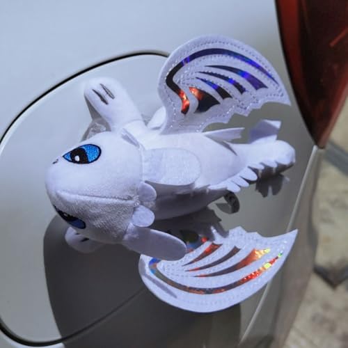 UUIVIRS Ohnezahn Kuscheltier Für Autodach-Schiebedach-Dekoration, Zahnloser Drache Deko Mit Saugnapf, Leicht Trainieren Sie Ihren Drachen (Weiß B,27CM) von UUIVIRS