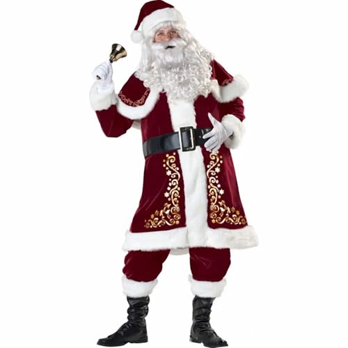 UUOCMBGR Weihnachtsmannkostüm Plus Size Deluxe Samt Erwachsene Weihnachten Cosplay Anzug Paar Weihnachtsmann Tücher Kostüm Weihnachten Uniform Anzug for Männer Frauen Santa Claus(L,Man) von UUOCMBGR