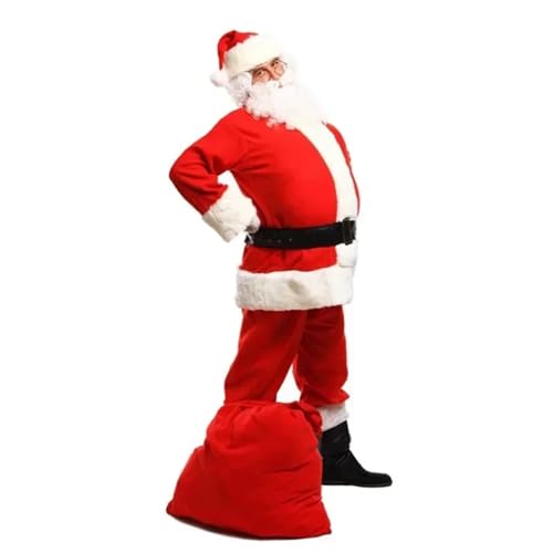 UUOCMBGR Weihnachtsmannkostüm Weihnachten Weihnachtsmann Cosplay Kostüm Red Velet Weihnachten Neujahr Herren Deluxe Classic Erwachsene Weihnachtsverkleidung Karneval Party Anzüge Santa Claus(L,7PCS) von UUOCMBGR