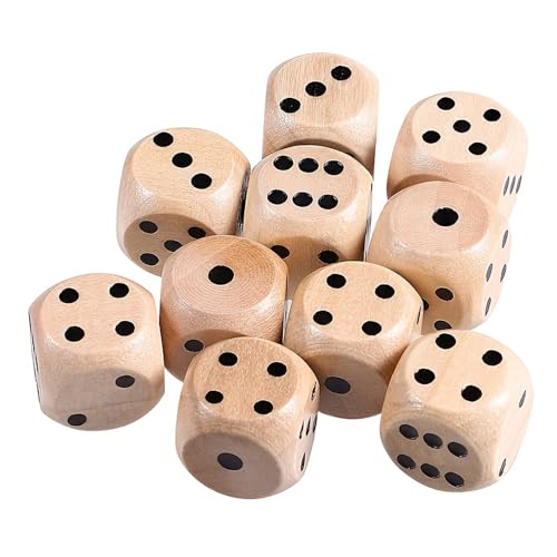 10pcs Würfelspiel Würfel Holz 6 Seitige Würfel 20mm Standard Holzwürfel, Tischspiel Kartenspiel Party Zuhause Partyspiel Zubehör von UV STYLISH