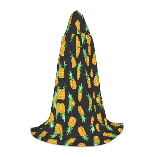 UVBDF Gelbe Ananas-Halloween-Kostüm, Kapuzenumhang, Cosplay, Umhang mit Umhang, Zubehör, Karnevals-Must-Have von UVBDF