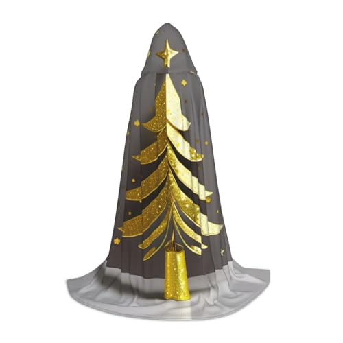 UVBDF Goldener Glitzer-Weihnachtsbaum-Halloween-Kostüm, Kapuzenumhang, Cosplay, Umhang mit Umhang, Zubehör, Karnevals-Must-Have von UVBDF