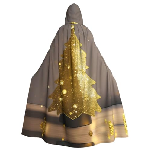 UVBDF Goldener glitzernder Weihnachtsbaum-Umhang, Kapuzenumhang für Cosplay-Kostüm, Erwachsenenmantel für Damen und Herren von UVBDF