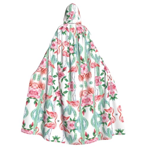 UVBDF Kaktus Flamingo Rose Blumen Halloween Umhang Kapuzenumhang Cosplay Kostüm Erwachsene Robe Umhang für Damen und Herren von UVBDF