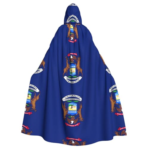 UVBDF Michigan State Flag Halloween Umhang Kapuzenumhang Cosplay Kostüm Erwachsene Robe Umhang für Damen und Herren von UVBDF