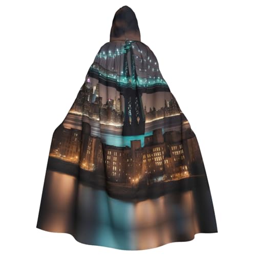 UVBDF New York Manhattan Bridge Night Halloween Umhang Kapuzenumhang Cosplay Kostüm Erwachsene Robe Umhang für Damen und Herren von UVBDF