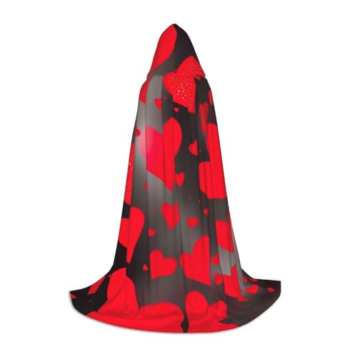 UVBDF Rote Herzen Feuerwerk Halloween Kostüm Kapuzenumhang Cosplay Umhang Umhang Zubehör Karneval Must Have von UVBDF