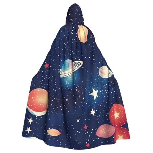 UVBDF Sternenhimmel-Universum Weltraum Halloween Umhang Kapuzenumhang Cosplay Kostüm Erwachsene Robe Umhang für Damen und Herren von UVBDF