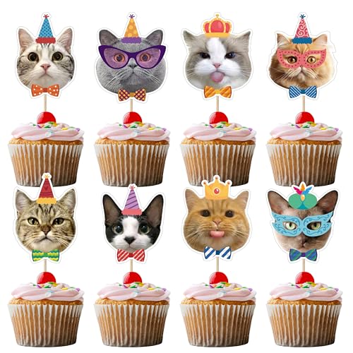 32 Stück Katze Tortendeko Katzen Muffin Deko Geburtstag Katzen Geburtstag Kuchen Deko,Katze Thema Cake Toppers für Kindergeburtstag Deko,Junge Mädchen Geburtstag,Haustier Party von UVTQSSP