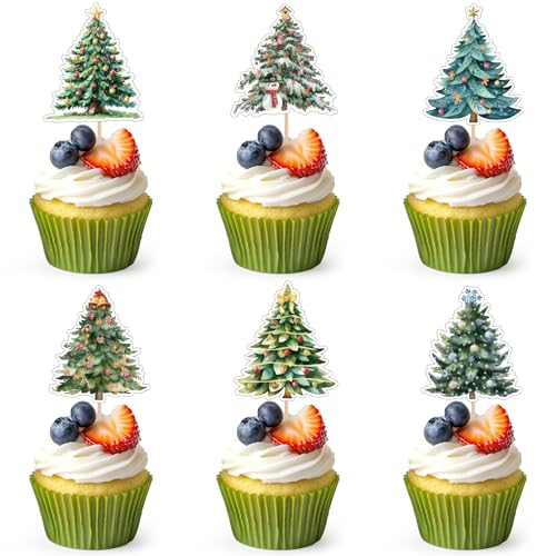 36 Stück Weihnachten Cupcake Topper Weihnachtsfeier Liefert Kuchen Dekorieren Weihnachten Deko Torte für Weihnachten Cupcakes Kuchen Muffins Party Dekoration von UVTQSSP