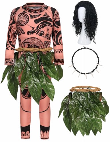 Kinder maui Kostüm Set für Ocean Kostüm Jungen Tattoo T-Shirt Hosen für Karneval Kostüme Geburtstag Outfit UX008L von UWXOZO