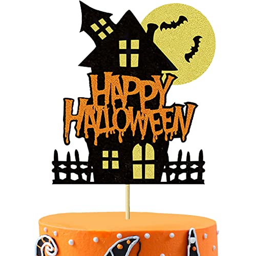 1Pcs Halloween Kuchen Topper Kürbis Geist Haus Fledermäuse Glitzer Kuchen Picks Happy Halloween Thema Party Kuchen Dekorationen Baby Dusche Liefert von UXYOKM