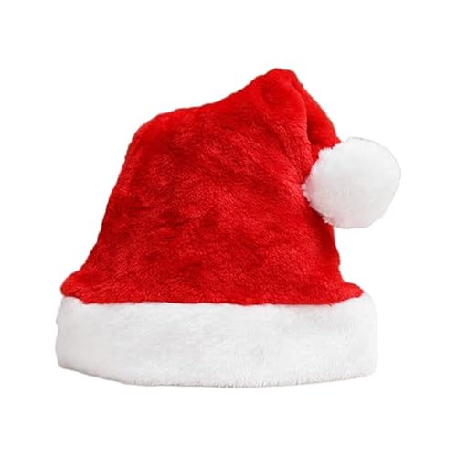 UYFRD Winter-Weihnachtsmütze für Herren und Damen, Karneval, Weihnachtsmann, dicke Mütze mit Pompon, mehrfarbig, für Erwachsene und Kinder, warmer Samt, Cosplay-Mütze (rot) von UYFRD