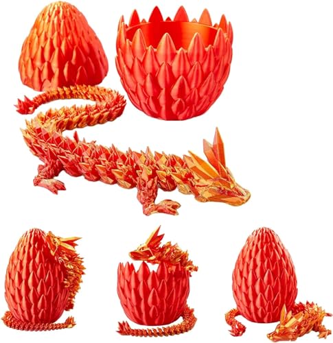 Dragon Egg, Dragon Eggs with Dragon Inside, 12In Dragon Toy, 3D Printed Dragon Egg Fidget Toys, Dragon Easter Eggs Easter Basket Stuffers (Rot) von UYOE