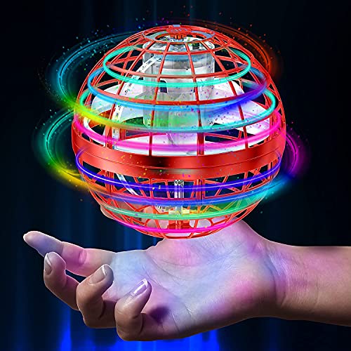 UYOE 2024 Fliegender Ball,Hover Ball,Flying Ball,hoverball,Flying Spinner,Fliegender Magic Ball für Kinder Erwachsener mit LED-Leuchten, 360° drehende Hand betätigt Boomerang (Rot) von UYOE